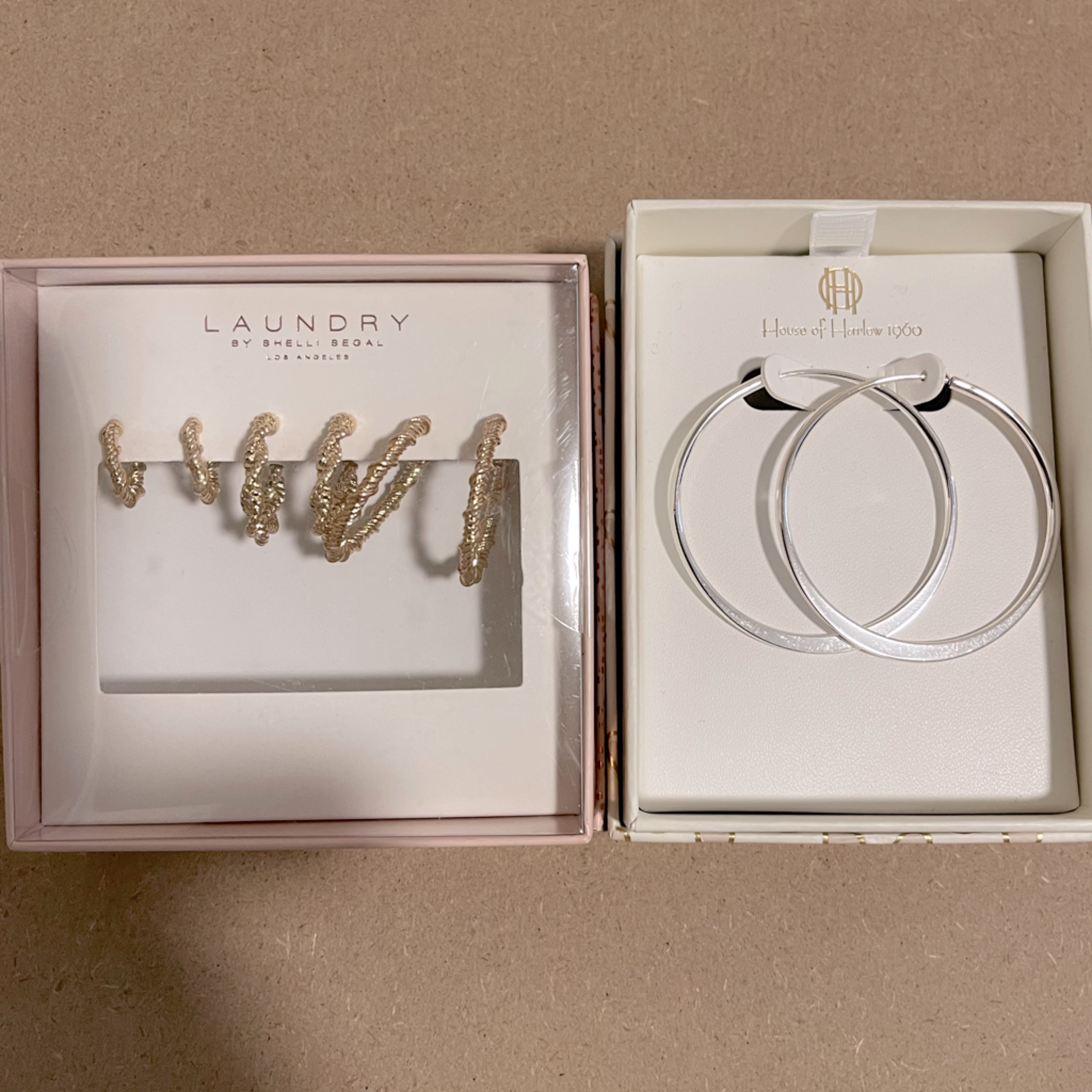 Laundry By Shelli Segal Gold Textured Earrings And House Of Harlow Hoops 20$